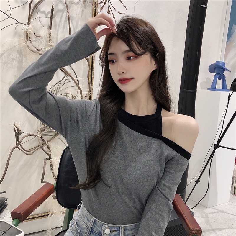 SUXI Áo Thun Tay Dài Dáng Rộng Thiết Kế Độc Đáo Thời Trang Mùa Thu Cho Nữ