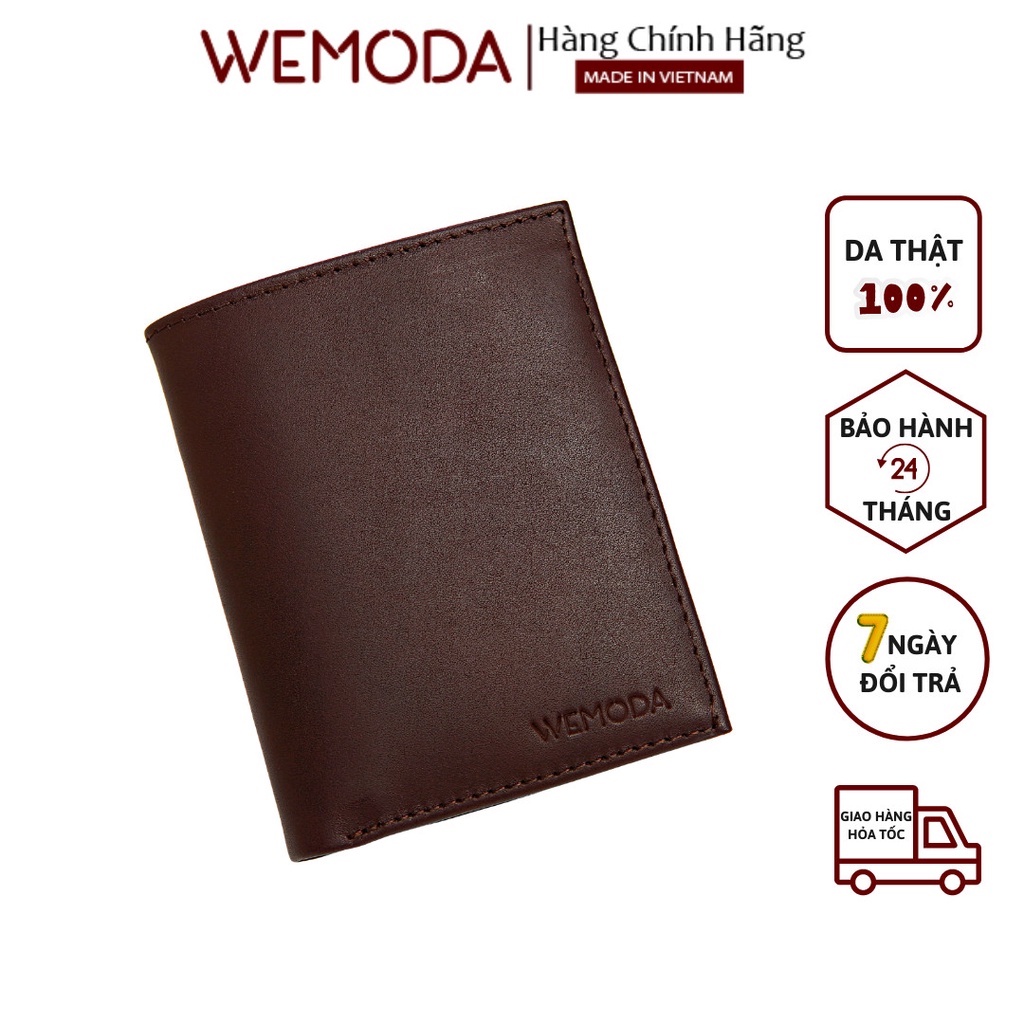 Ví Nam Da Bò WEMODA cao cấp dáng đứng đựng thẻ và tiền có hộp làm quà bảo hành 24 tháng M007N