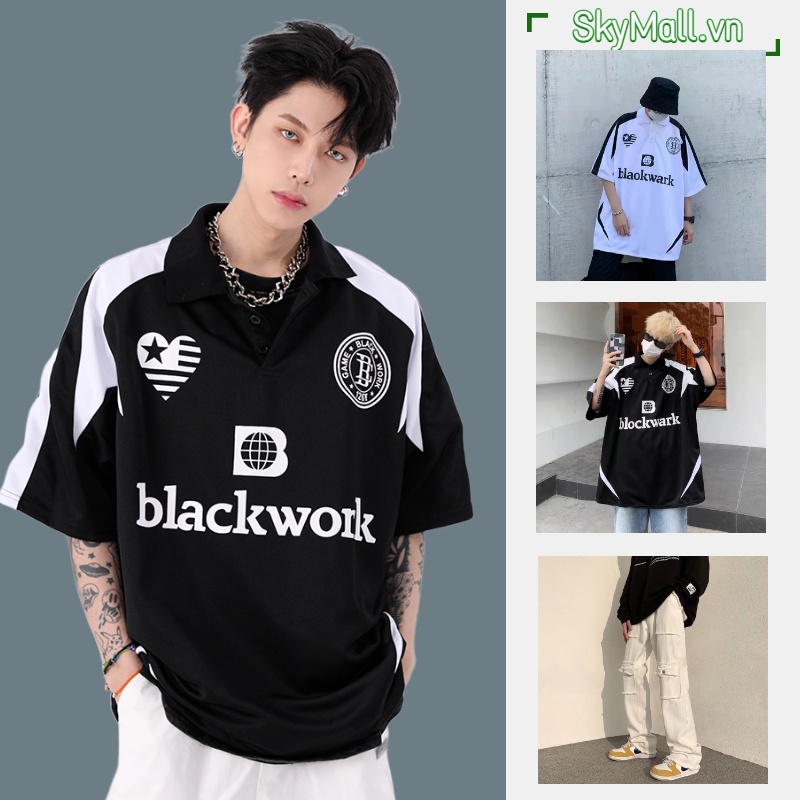 Áo Thun Polo Tay Ngắn Dáng Rộng In Chữ Đơn Giản Thời Trang Phong Cách Hàn Quốc Cho Nam