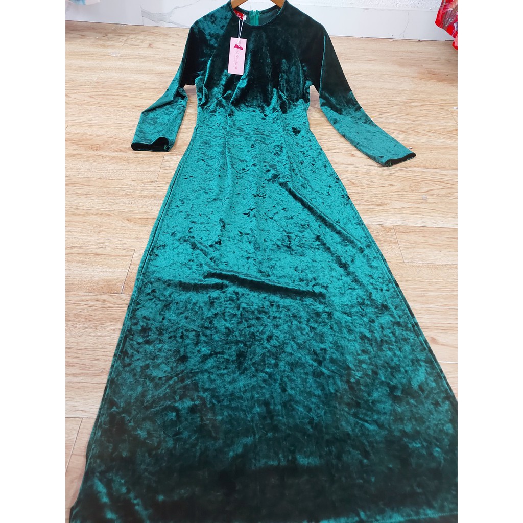 Áo dài nhung cao cấp đẹp sang chảnh mềm mại co giãn tốt ( HÀNG THIẾT KẾ) cảm kết ảnh thật 100%