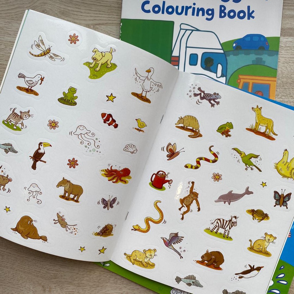 Sách tô màu cho bé tập vẽ kèm sticker dán nhiều chủ đề Usborne roadstar