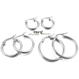 Bông Tai Khoen Tròn Khoá Gài Inox - Thép Không Gỉ Cao Cấp