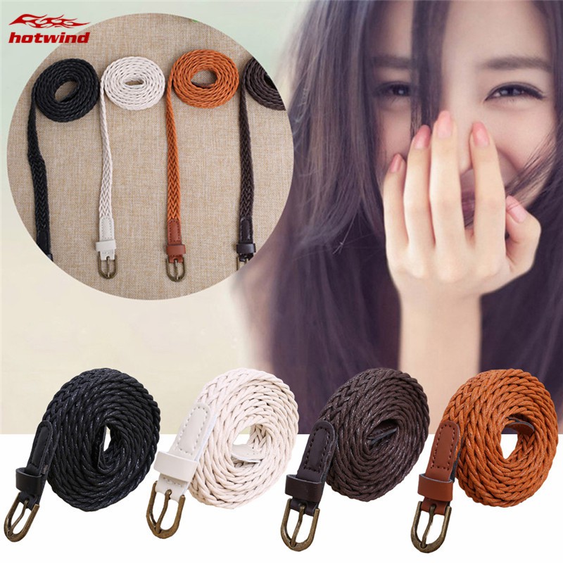 Dây thắt lưng da Pu thiết kế bện Retro Boho thời trang cho nữ