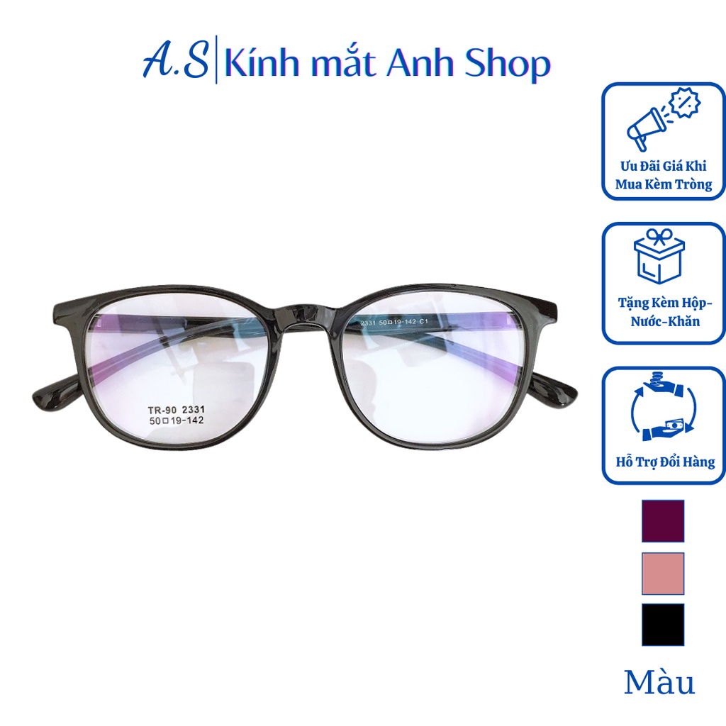 Gọng kính tròn bầu nhựa dẻo nhiều màu sắc 2331