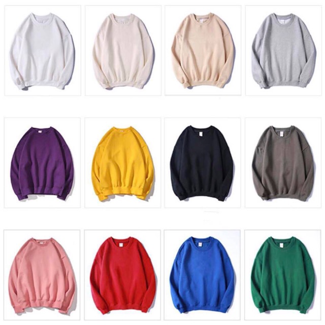 Áo Hoodie Trơn Không Mũ Size Nam Nữ 35-58kg
