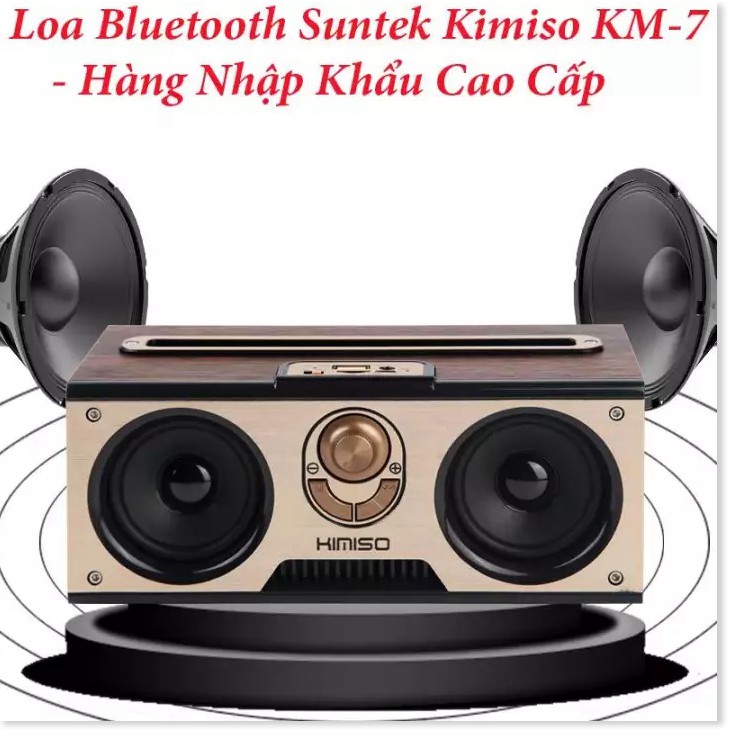 [SALE 50%] Loa Bluetooth Cao Cấp Suntek Kimiso KM-7, Loa bluetooth vỏ vân gỗ thiết kế cổ điển kiêm giá đỡ điện thoại cực