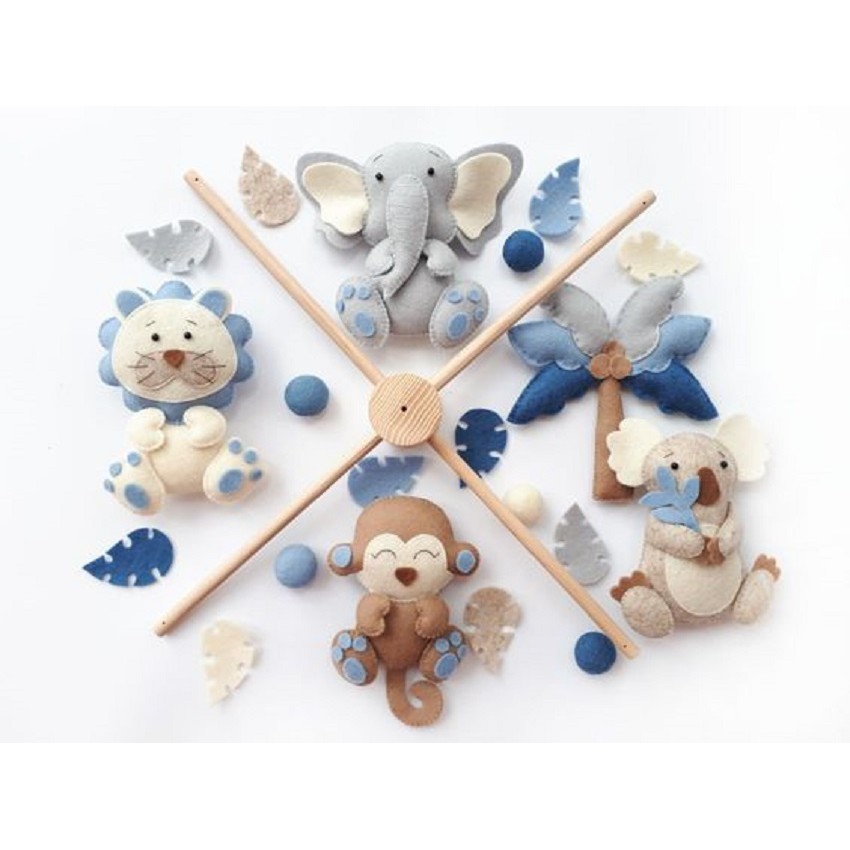 Treo Nôi Sắc Màu - Kích Thích Thị Giác Cho Bé - Đồ Chơi Giáo Dục Montessori Bộ Sư Tử Xanh