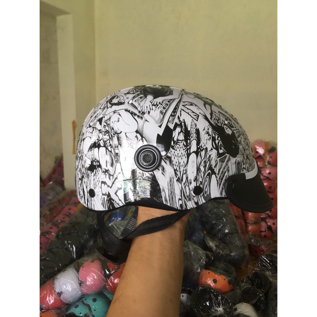℡❇۩Bán Lẻ Giá Sỉ - Mũ Bảo Hiểm Mix Nhiều Màu Siêu Đẹp Nhúng Carbon Tặng Thú Nhún