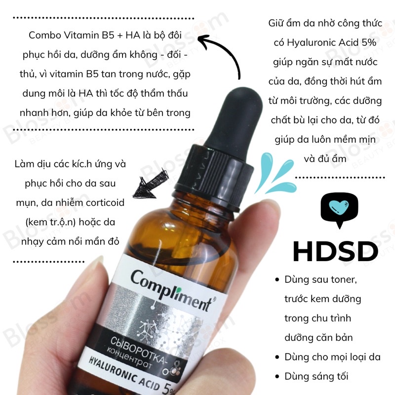 Serum cấp nước COMPLIMENT hyaluronic acid 5% HA