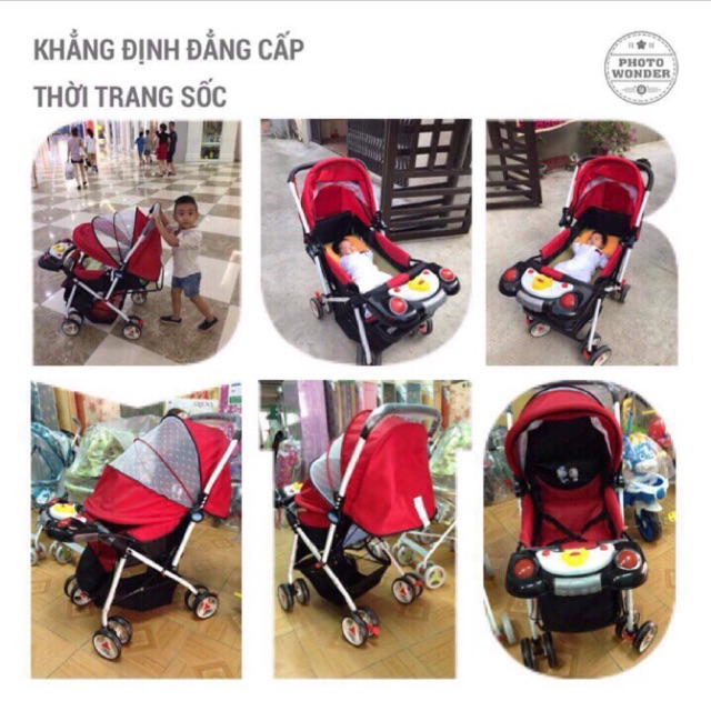 Xe đẩy em bé 2 chiều 3 tư thế , gấp gọn được