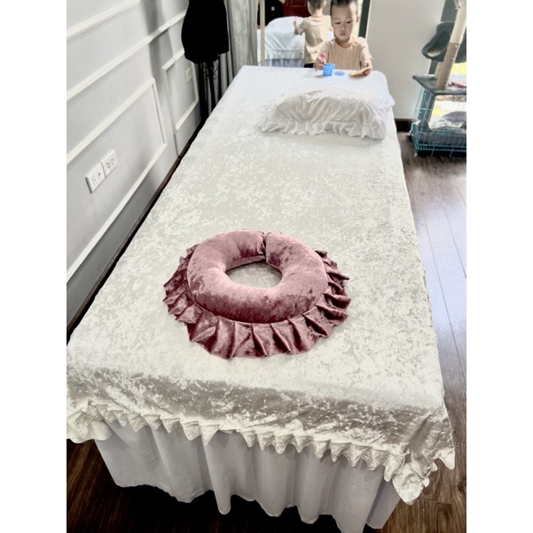 Gối úp mặt vải nhung nhám cao cấp cho spa