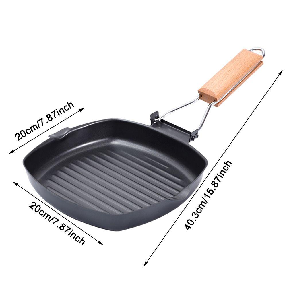 KUNHEV Chảo Chống Dính Tay Cầm Gỗ Nướng BBQ Tiện Dụng