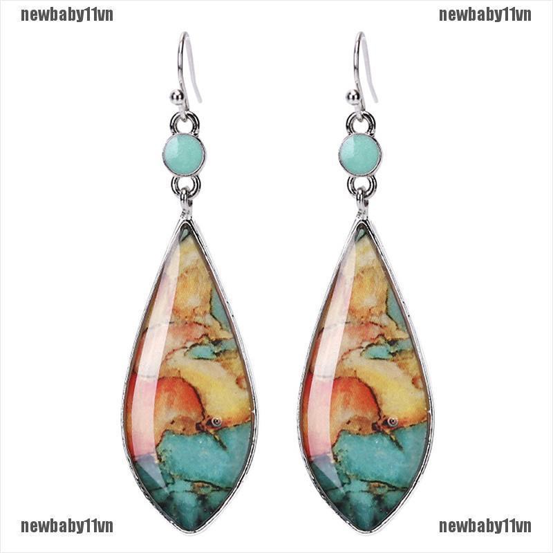 Đôi Khuyên Tai Dài Đính Đá Opal Thời Trang Cho Nữ