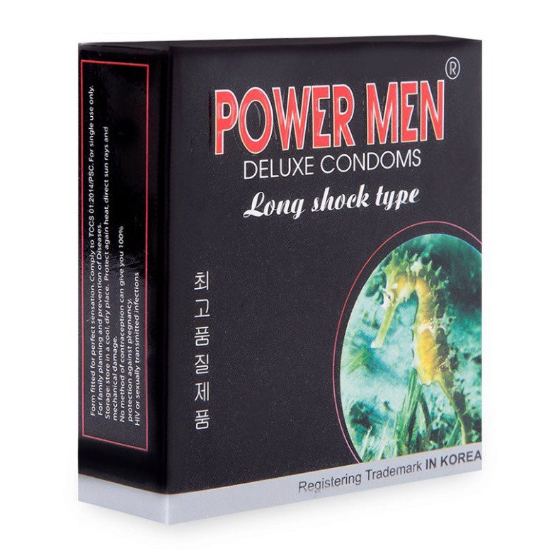 Bao Cao Su POWER MEN LONG SHOCK Gân Gai Kéo Dài Thời Gian - 3 chiếc BCS LỬA YÊU