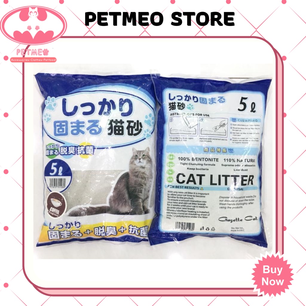 Cát Nhật trắng vệ sinh cho mèo 3 mùi hương 5L dạng túi tiết kiệm - PETMEO