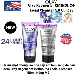 Sữa rửa mặt chống lão hoá cấp ẩm làm sáng da ban đêm Olay Regenerist Retinol 24 Facial Cleanser 150ml