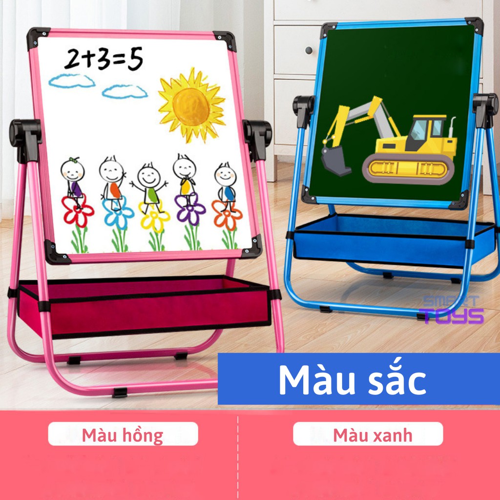 Bảng Flipchart cho bé có 2 mặt, xoay 360 độ, điều chỉnh chiều cao, mặt có từ tính, chống lóa