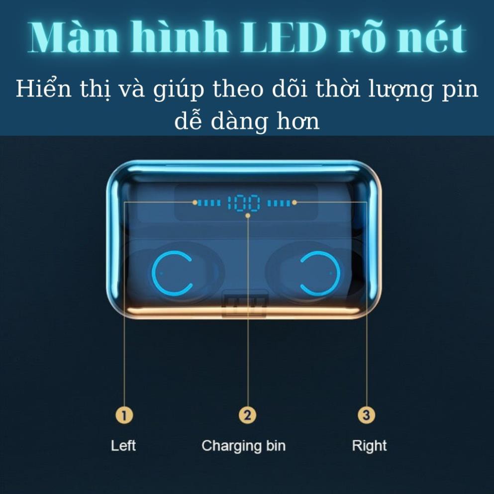 Tai Nghe Bluetooth Mini ⭐[Chính hãng] ⭐Nhét Tai Kiêm Sạc Dự Phòng Amoi F9 PRO - Phiên Bản Mới 2020 - Cảm Ứng Chống Nước