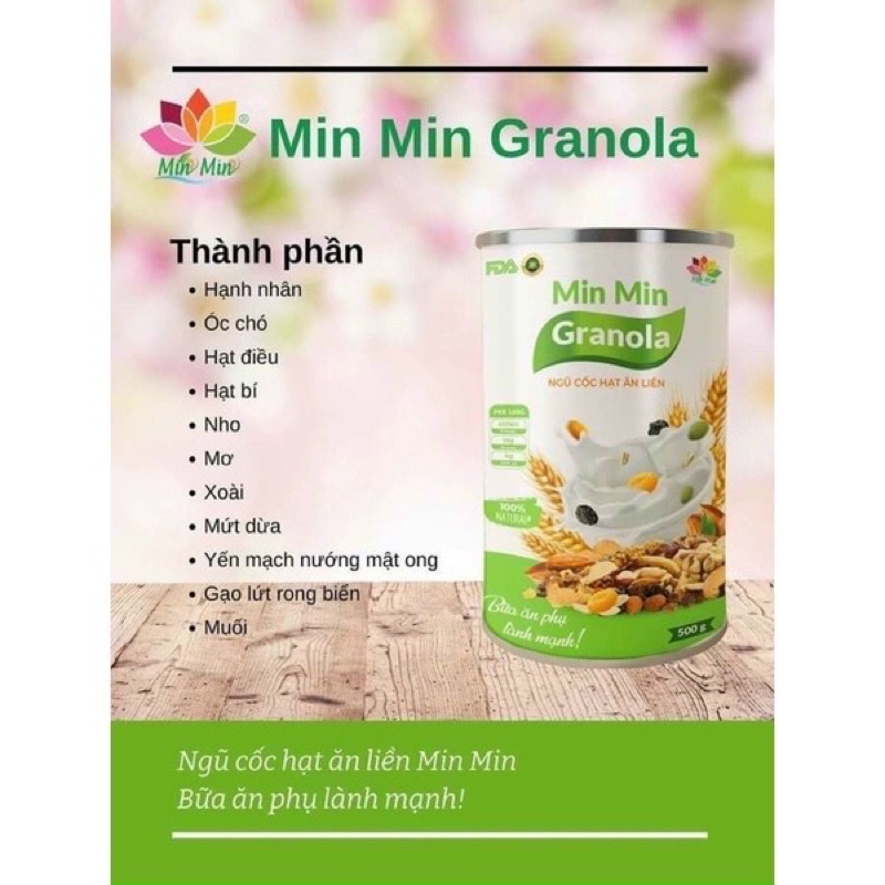 Ngũ cốc granola ăn kiêng siêu hạt Min min , hộp 500gr