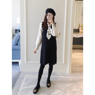 Đầm len suông kèm khăn cổ nữ tính