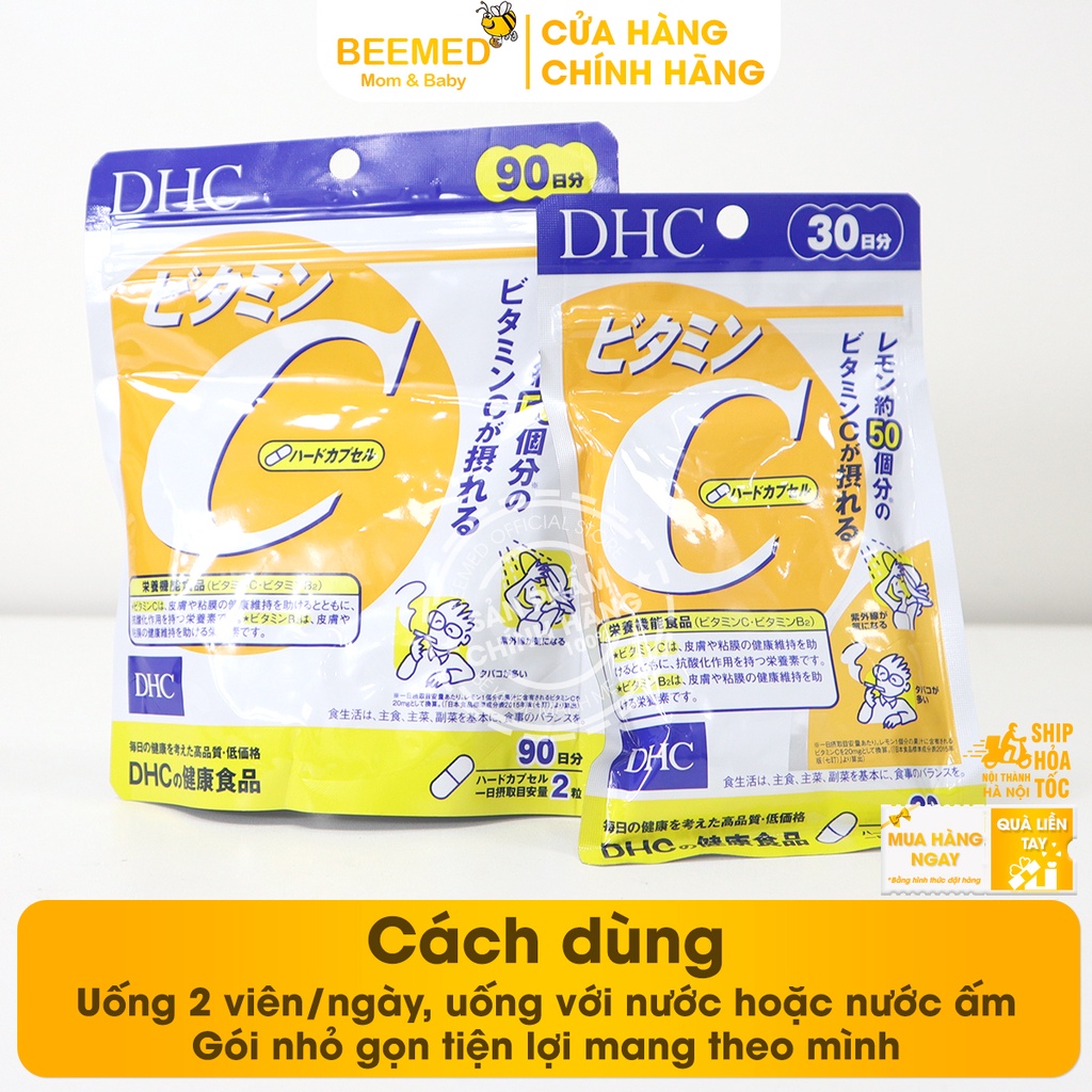 Viên Uống Bổ Sung Vitamin C DHC Vitamin C Hard Capsule Tăng Sức Đề Kháng, Sáng Mịn Da, Giảm Thâm Mụn - Chinh hãng DHC