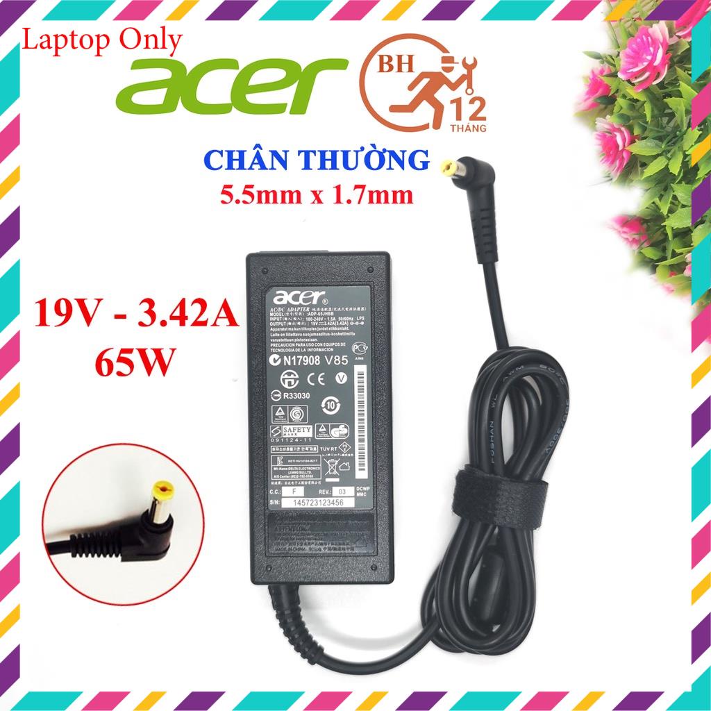 Sạc Laptop Acer 19V-3.42A-65W Zin chính hãng chân thường, adapter laptop acer