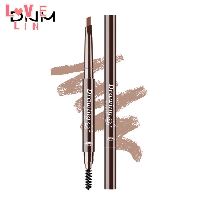 Bút Chì Kẻ Lông Mày DNM Hai Đầu Xoay Tự Động Có Đầu Cọ Chuốt Hình Tam Giác