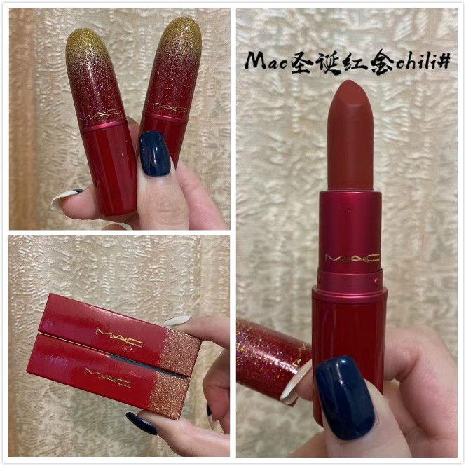 (Hàng Mới Về) Son Môi Mac Màu Đỏ Thiết Kế Vỏ Màu Vàng Đồng Sang Trọng