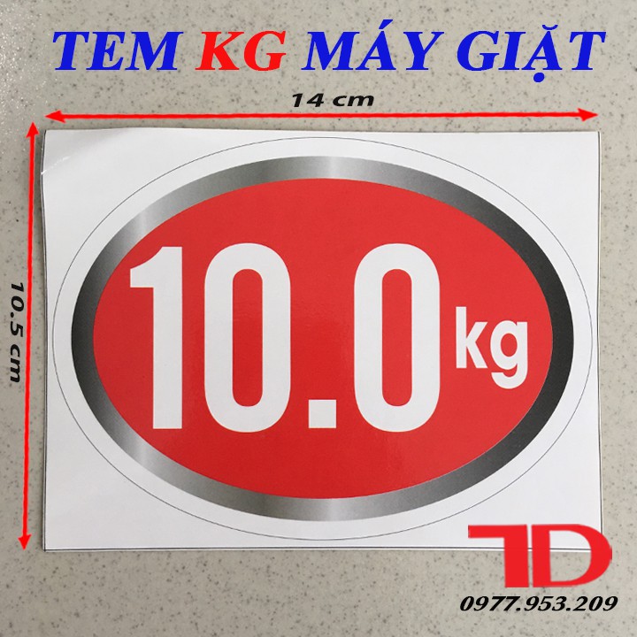 Tem KG Dán Máy Giặt Loại 10KG