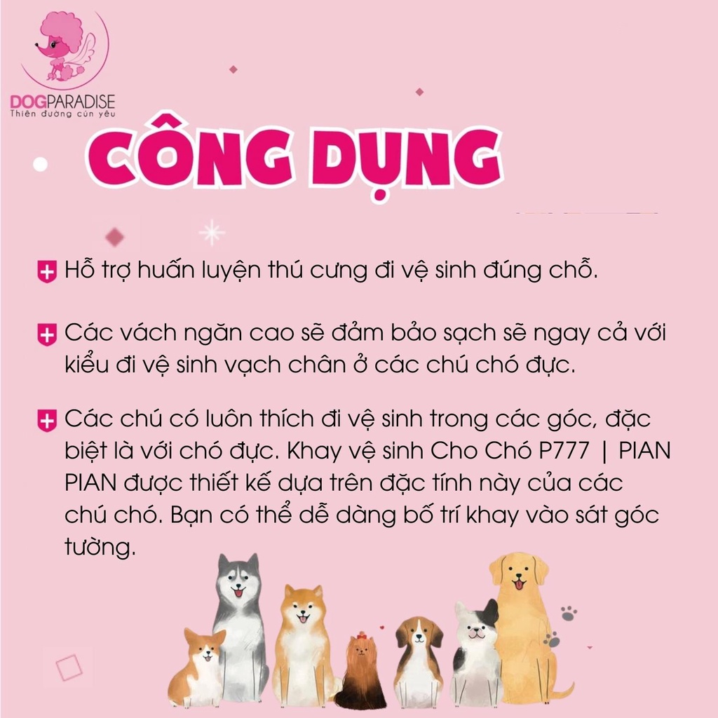 Khay vệ sinh cho chó Pian Pian dạng lưới chất liệu nhựa cao cấp 63 x 65 x 15 cm - Dog Paradise
