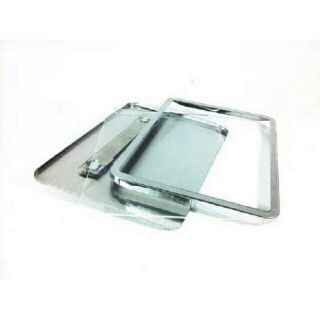Bộ khung biển số xe máy viền inox kèm mica