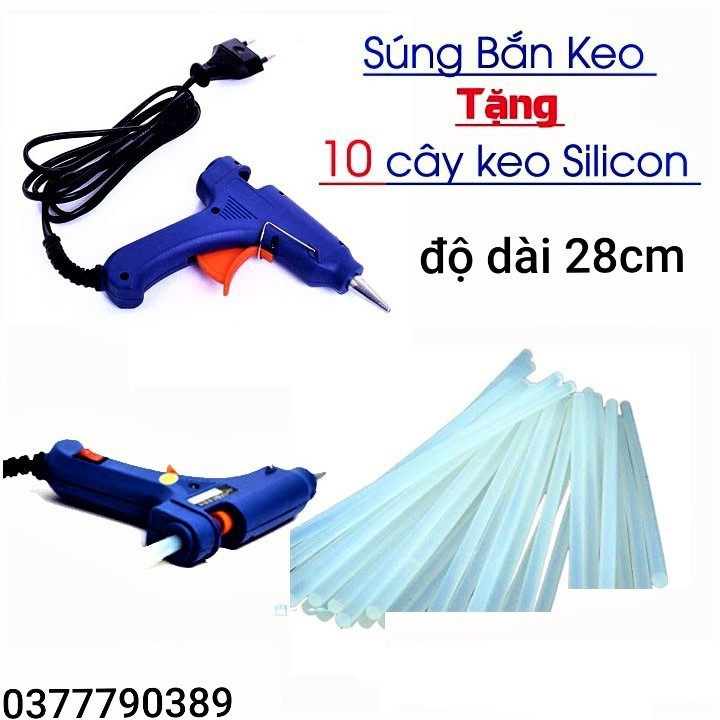 10 keo nến dài 27cm tặng kèm súng bắn keo