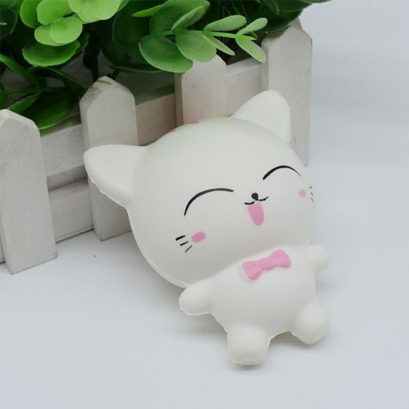 Jumbo White/Pink Doll DIY Decor Mochi Cute Red Bow Knot Animal Squeeze Toys squishy