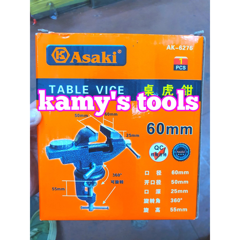 Ê tô kẹp bàn mâm xoay 360 độ hàm rộng 50mm 60mm Asaki Ak-6276 và Ak-6275