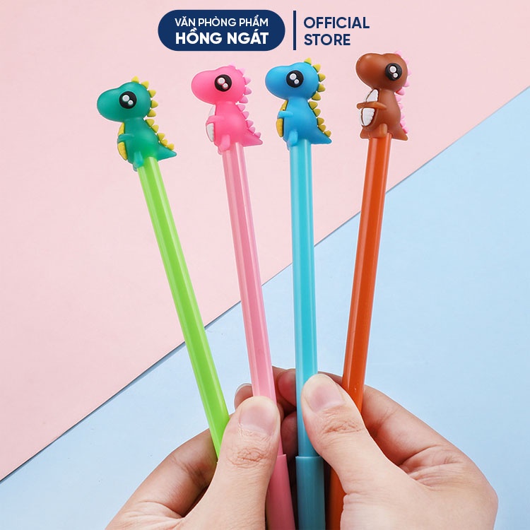 Bút bi cute hình khủng long, bút bi nước mực gel đen ngòi 0.5mm nhiều màu dễ thương đồ dùng học tập B07