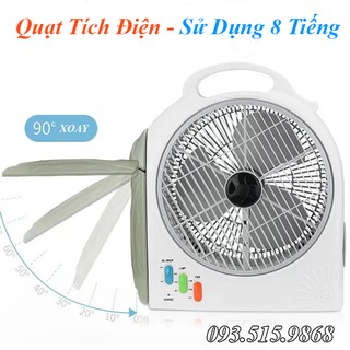 Quạt Sạc Tích Điện MELODY FAN - Quạt Tích Điện Dạng Hộp Hai Bình Ắc Quy Sử Dụng Thời Gian 8 Tiếng, Có Đèn Led Siêu Sáng