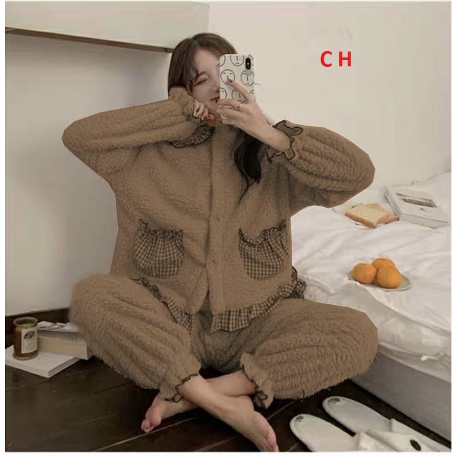 Bộ Lông nữ mặc nhà chất đẹp phối viền sang chảnh