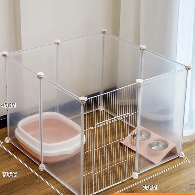 Chuồng Quây Thú Cưng,Lồng Nhốt Chó Mèo Giá Rẻ (7 Lưới 35x45 cm +1 Cửa Lưới 35x45cm+ 17 Chốt Gắn)