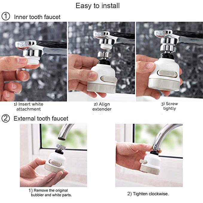 Đầu lọc gắn vòi nước xoay 360 độ