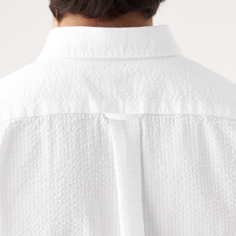 Muji Áo Sơ Mi Cotton Cổ Cài Nút