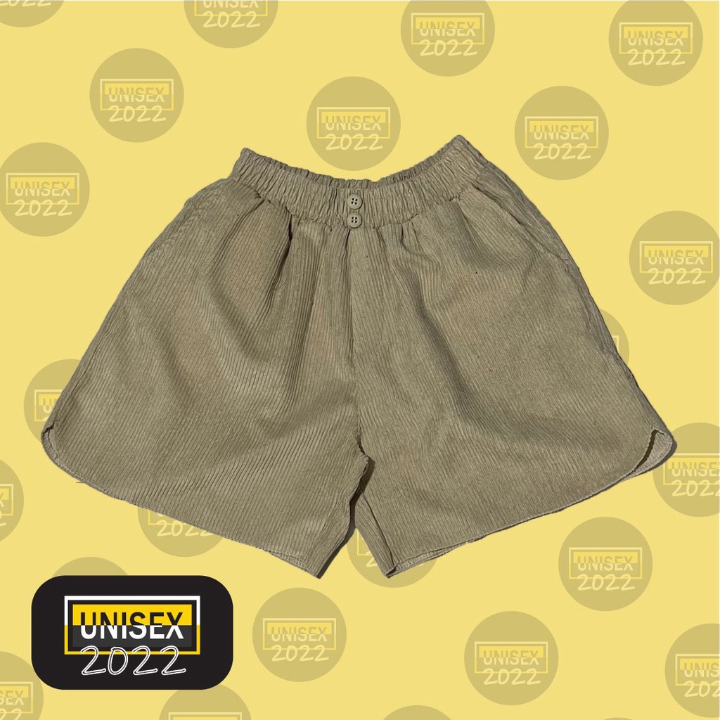 Quần short nữ vải nhung gân cạp thun – Unisex 2022