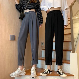 Quần baggy bo gấu cạp cao - chất vải tuyết mưa - lưng chun khóa ống chân siêu HOT