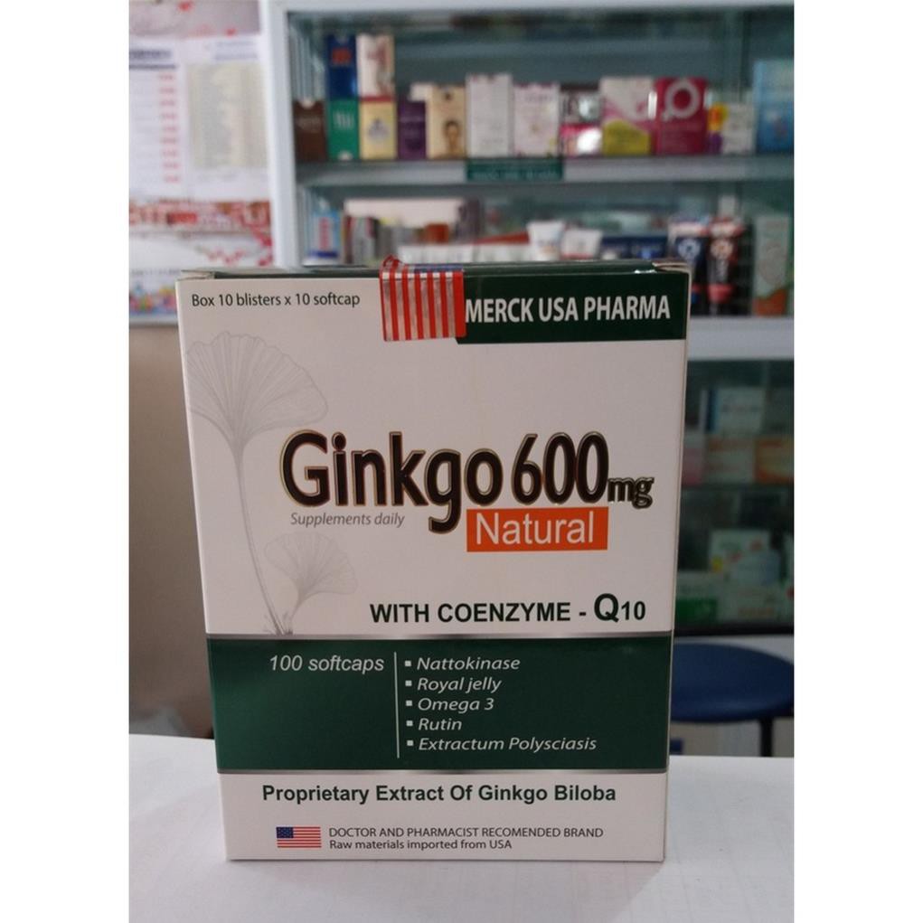 GINKGO 600 giảm các triệu chứng đau đầu hoa mắt chóng mặt chóng mặt ,rối loạn tiền đình .