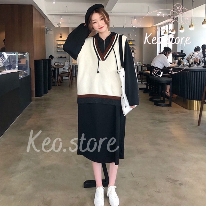 Áo gile nữ 🦋 phối viền ulzzang style hàn quốc dáng rộng chất umi dày dặn không bai nhão xù lông mặc khoác ngoài váy