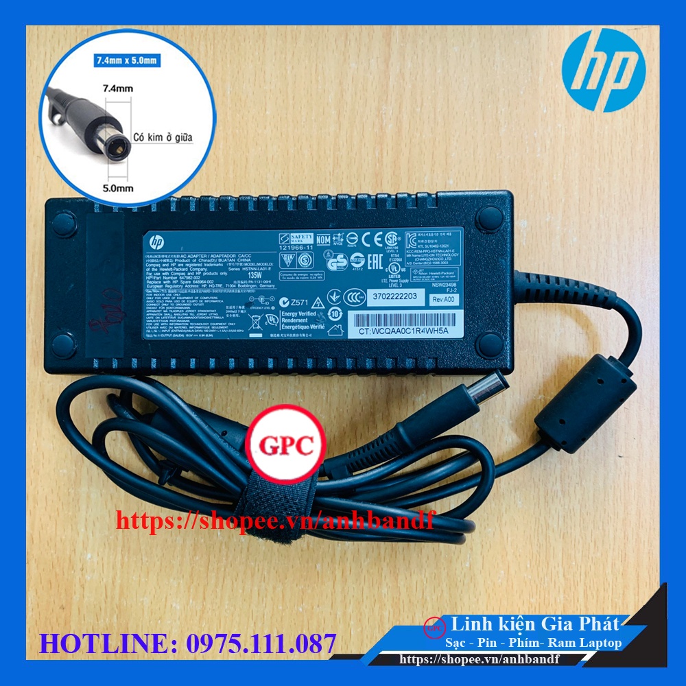 ⚡[ Sạc Zin ] Sạc Laptop HP 135W 8560w 8570w 8540w 8530w 8530p 8540p 8560p 8570p hàng theo máy (Adapter HP 19.5V - 6.9A)