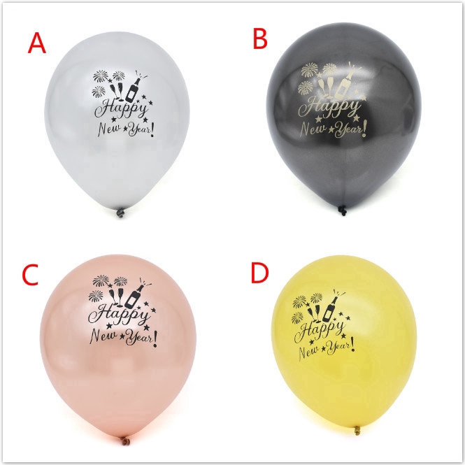 Set 10 bong bóng cao su latex 12 inch chúc mừng năm mới/tiệc tùng