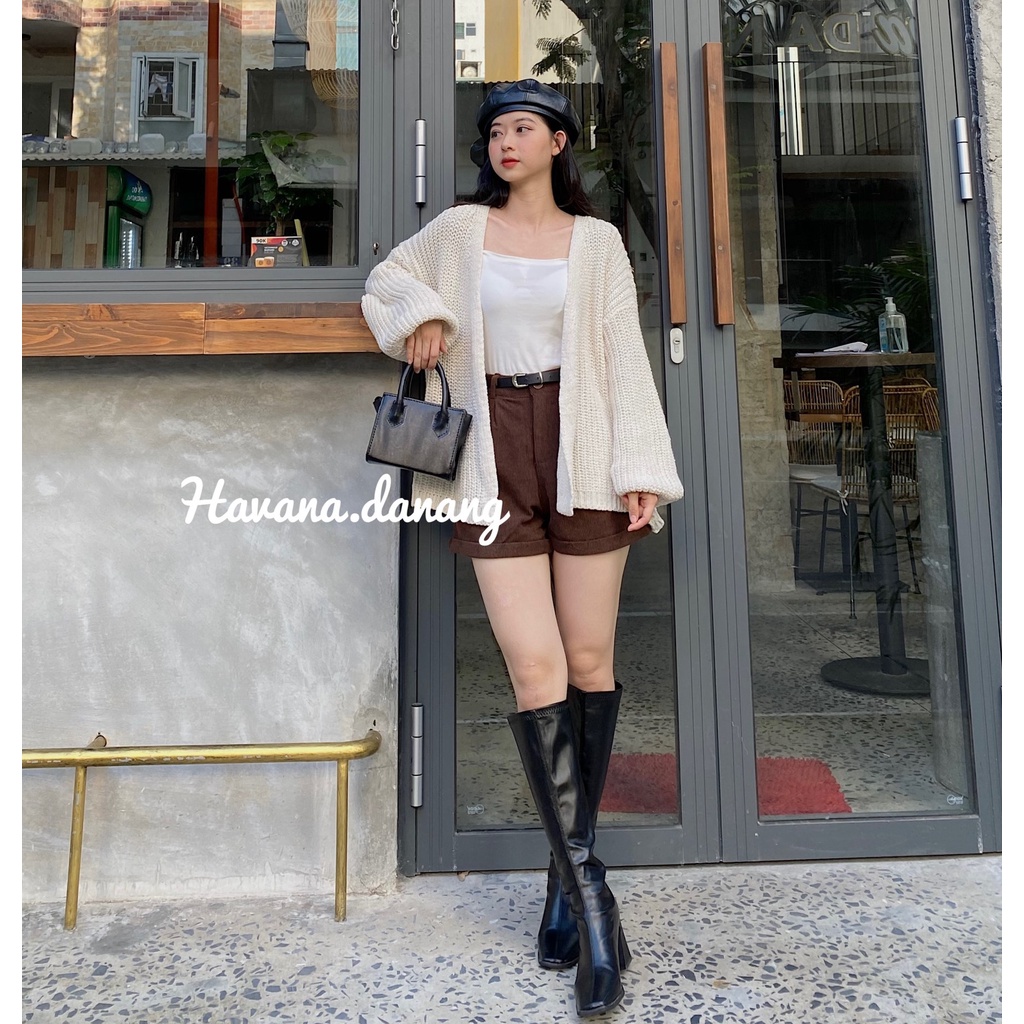 Áo khoác cardigan len dày dặn, len trơn 2 màu phong cách Ulzzang