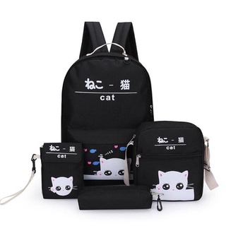 Balo 4 món thời trang sinh viên học sinh - Cat Mèo nằm chữ nhật