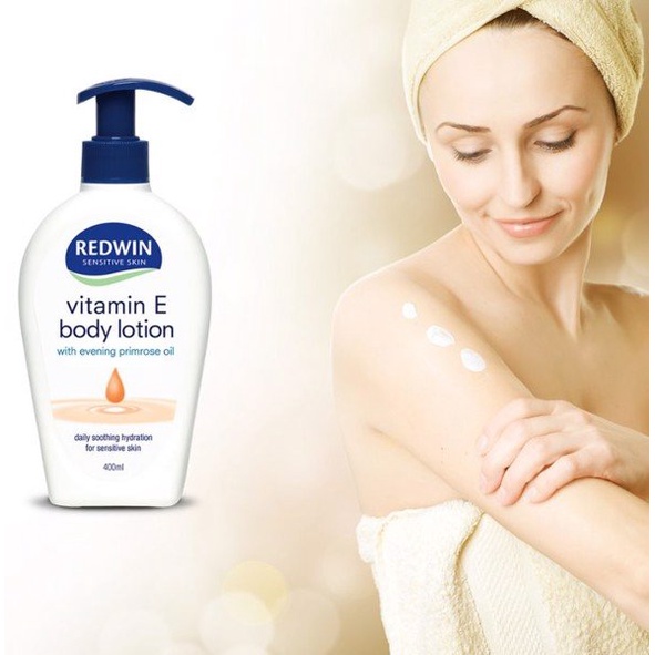 [HÀNG CTY] REDWIN Vitamin E Body Lotion With Evening Primose Oil 400mL - Sữa Dưỡng Thể Dưỡng Ẩm, Mềm Mịn Da.