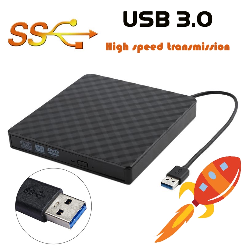 USB 3.0 Đầu ghi DVD gắn ngoài Máy ghi DVD RW Ổ đĩa quang Đầu CD / DVD ROM MAC OS Windows XP / 7/8/10 Chất liệu nhựa ABS